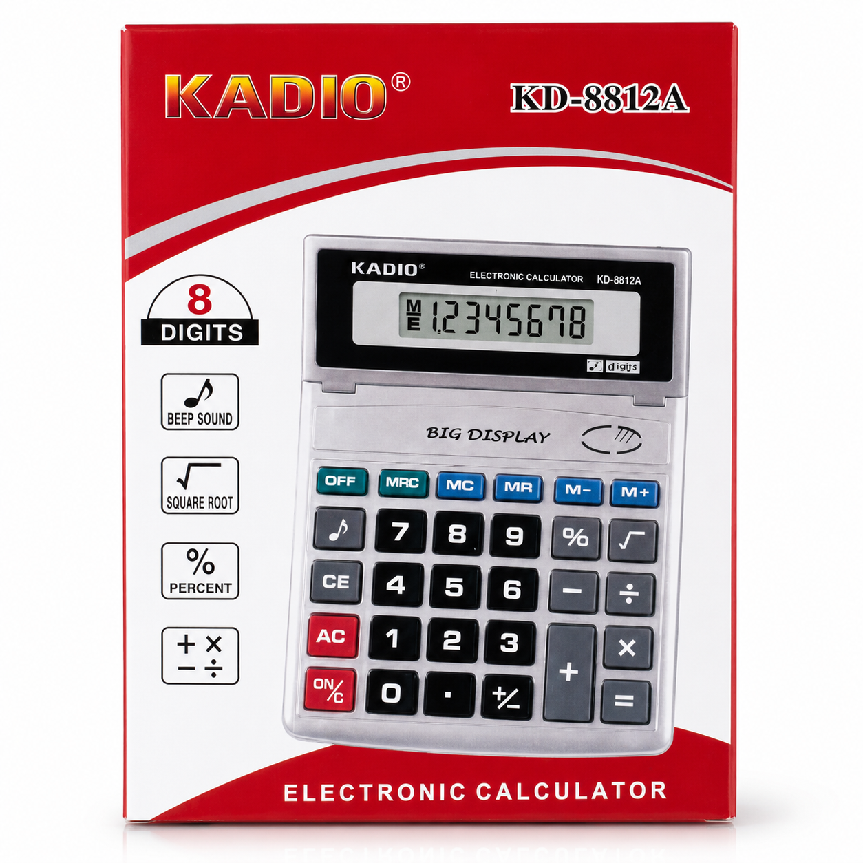 KADIO KD-8812A 8-Digit Electronic Desktop Calculator with Large Display and Beep Sound
